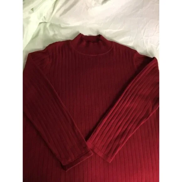 Westbound II Red Ribbed 100% Cotton Turtleneck Sweater 2X Long Sleeve Womens Top - Picture 4 of 7